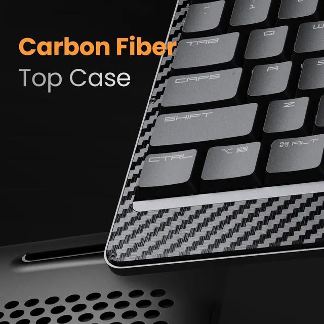 Alt view image 2 of 5 - LOFREE Edge Low Profile Mechanical Keyboard with Mouse,75% Rechargeable Bluetooth and Wired Connection for Window,Mac OS/POM Switches 2.0, Carbon Fiber Top Case, Mg Alloy Bottom Case (Metallic Silver)