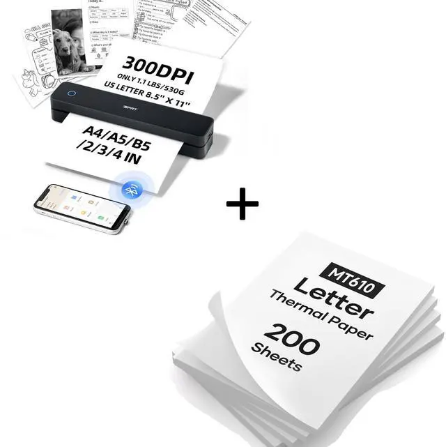 Main image of iDPRT MT610 Pro Portable Thermal Printer + 200 Pcs Thermal Paper