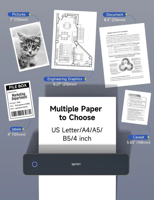 Alt view image 4 of 5 - iDPRT MT610 Pro Portable Thermal Printer + 200 Pcs Thermal Paper