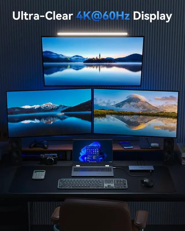 Alt view image 3 of 5 - Dual HDMI Docking Station 3 Monitor,USB C Laptop Hub with 4K HDMI and Displayport, 10Gbps USB-A/C Data Transfer, 100W PD Charging, Ethernet, Audio, SD/Micro SD Slot, USB C Dock for Dell XPS/HP/Lenovo