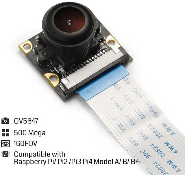 Alt view image 3 of 5 - SainSmart Wide Angle Fish-Eye Camera Lenses for Raspberry Pi 3 Model B Pi 2 Model B+ Arduino, RoHS Certified