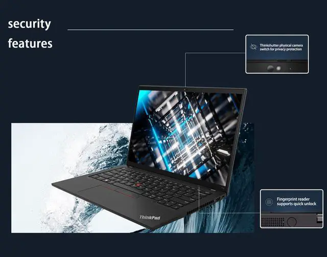 Alt view image 5 of 5 - Lenovo ThinkPad T14 Business Laptop (14" FHD+ Touchscreen, AMD Ryzen 5 PRO 6650U, 16GB RAM, 1TB SSD, (Beat Intel i7-1250U)), Backlit, Fingerprint, 1080p Webcam, Wi-Fi 6E, Win 11 Pro w / AI Copilot