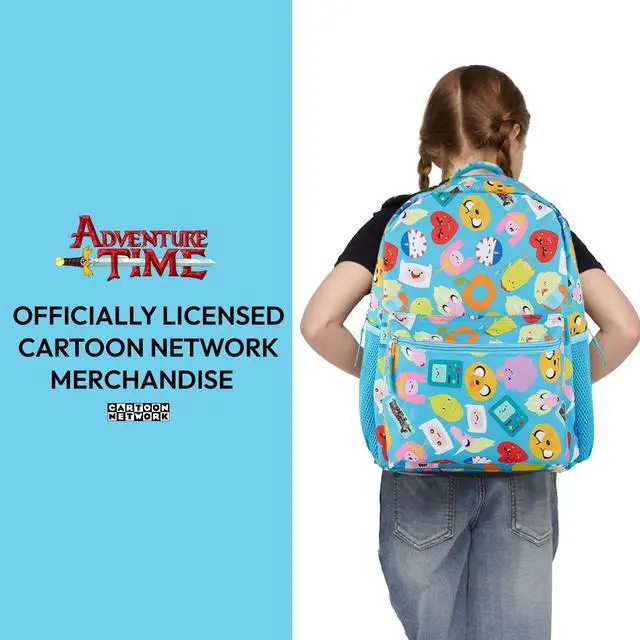 Alt view image 2 of 5 - Adventure Time Classic Cartoon Backpack: Fin and Jake Allover Print Backpack by Cartoon Network - Light Blue