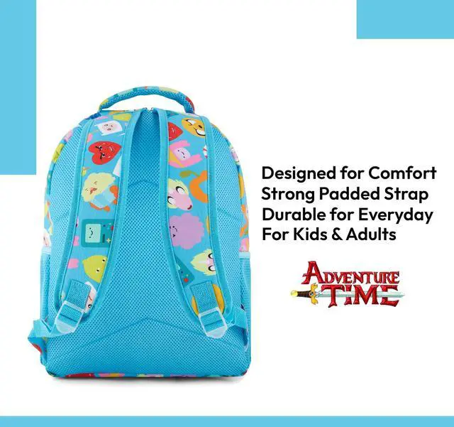 Alt view image 3 of 5 - Adventure Time Classic Cartoon Backpack: Fin and Jake Allover Print Backpack by Cartoon Network - Light Blue
