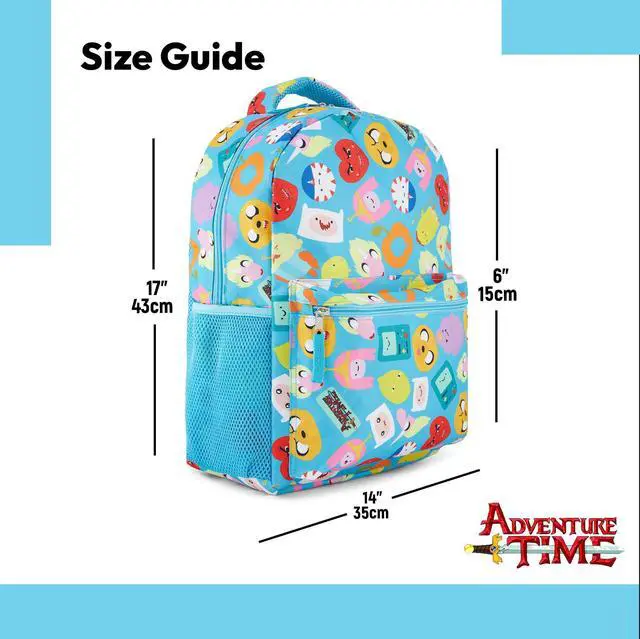Alt view image 5 of 5 - Adventure Time Classic Cartoon Backpack: Fin and Jake Allover Print Backpack by Cartoon Network - Light Blue