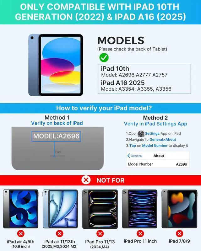 Alt view image 2 of 5 - typecase Folio Keyboard Case for iPad 10th Gen 10.9 inch (2022) and iPad 11th (A16, 2025), Magnetic Wireless Detachable Keyboard, 7-Color Backlight, Thin & Light, Pencil Holder - Black