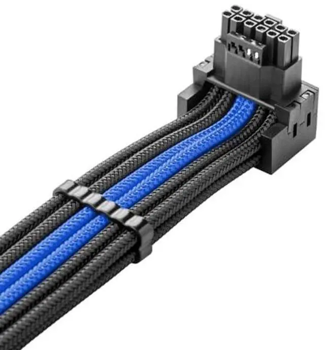 Alt view image 2 of 3 - CableMod RT-Series Pro ModMesh Sleeved 12V-2x6 12VHPWR 90deg StealthSense PCIe Cable for ASUS/Seasonic/Phanteks - Variant A (Black + Blue, 16-pin to Triple 8-pin, 60cm)