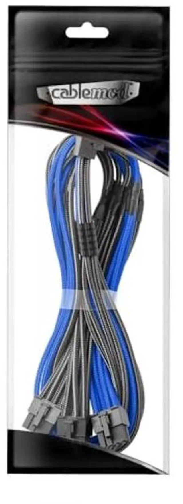 Alt view image 3 of 3 - CableMod RT-Series Pro ModMesh Sleeved 12V-2x6 12VHPWR 90deg StealthSense PCIe Cable for ASUS/Seasonic/Phanteks - Variant A (Black + Blue, 16-pin to Triple 8-pin, 60cm)