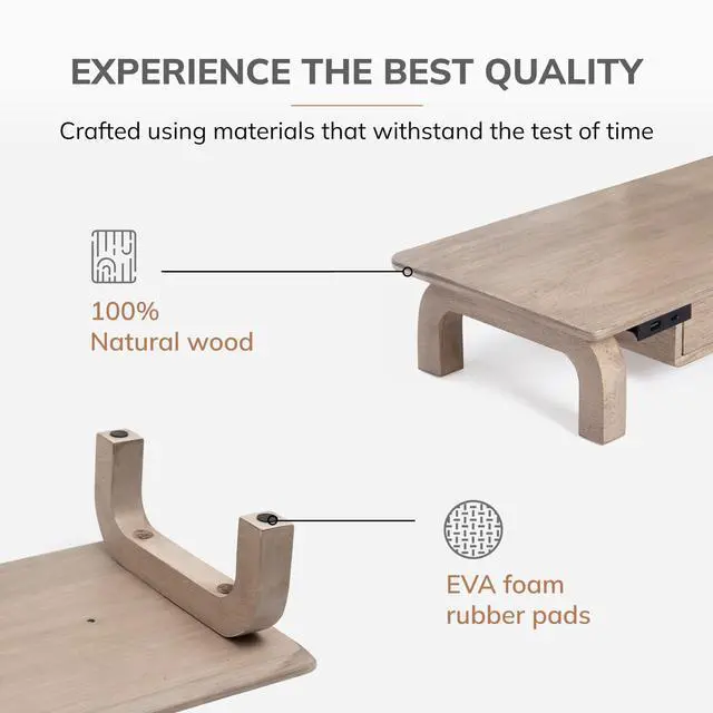 Alt view image 2 of 5 - Anji Mountain Monitor Stand - Desktop Organizer & Laptop Riser, Ergonomic Monitor Riser, Space-Saving Monitor Stand for Desk, Durable Construction, Easy Assembly, Ideal for Home & Office,Biscotti