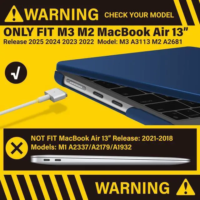 Alt view image 3 of 5 - IBENZER Compatible with 2025 2024 2023 2022 MacBook Air 13 inch case M4 A3240 M3 A3113 M2 A2681, Hard Shell Case & Sleeve & Keyboard Cover & Type-C Adapter for Mac Air 13.6, Navy Blue, KK-NVBL+3