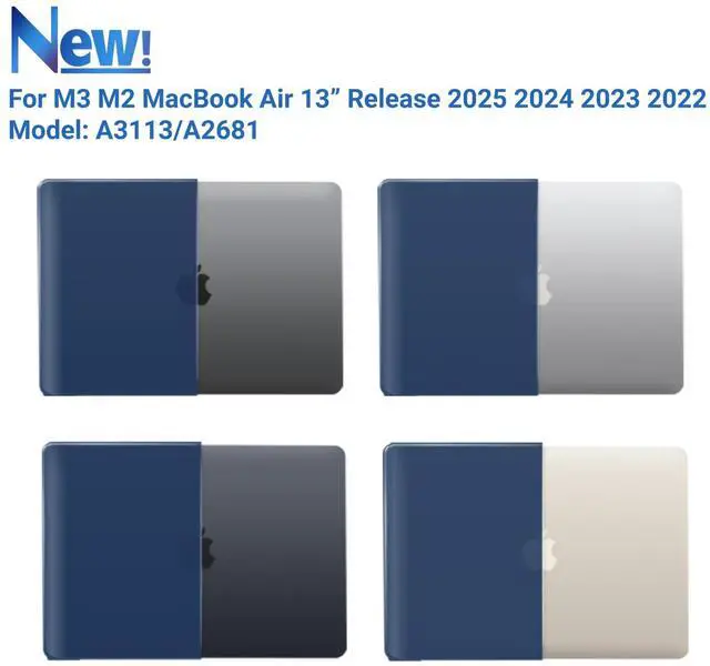 Alt view image 4 of 5 - IBENZER Compatible with 2025 2024 2023 2022 MacBook Air 13 inch case M4 A3240 M3 A3113 M2 A2681, Hard Shell Case & Sleeve & Keyboard Cover & Type-C Adapter for Mac Air 13.6, Navy Blue, KK-NVBL+3