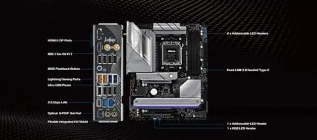 Alt view image 3 of 5 - ASRock AMD B850 LiveMixer WiFi 7 Socket AM5 Ryzen 9000/8000/7000 Series DDR5 8000+ (OC) MHz 256GB ATX Motherboard M.2 SATA3 6.0 Gb/s PCIe 5.0 BIOS Flashback 1 HDMI 1 DisplayPort