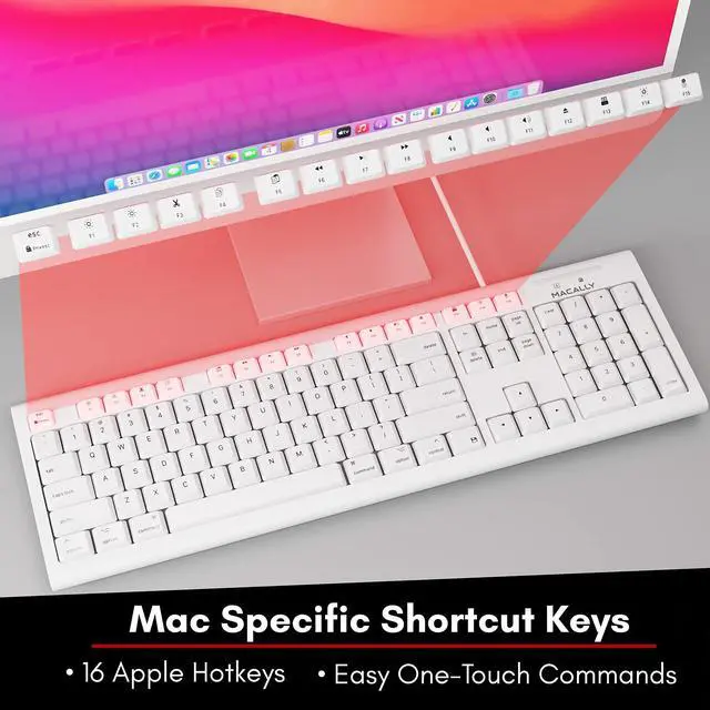Alt view image 4 of 5 - Macally Extended Wired Keyboard and Mouse Combo, Ergonomic Comfort