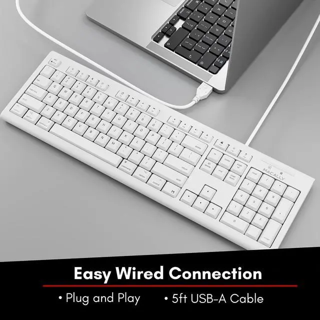 Alt view image 5 of 5 - Macally Extended Wired Keyboard and Mouse Combo, Ergonomic Comfort