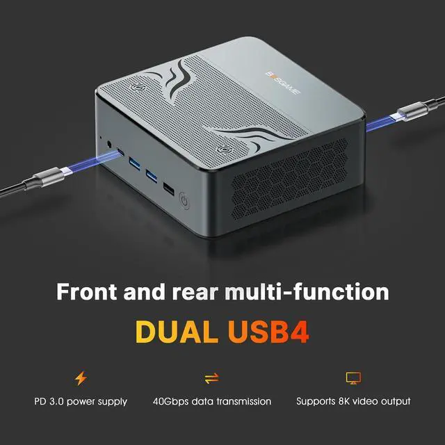 Alt view image 4 of 5 - BOSGAME M2 Mini PC, AMD Ryzen 9 7940HS Processor Mini Computer(8C/16T, up to 5.2GHz) 32GB DDR5, 1TB M.2 SSD, Quad Display Desktop Gaming PC, Dual LAN, WiFi 6E, BT 5.2