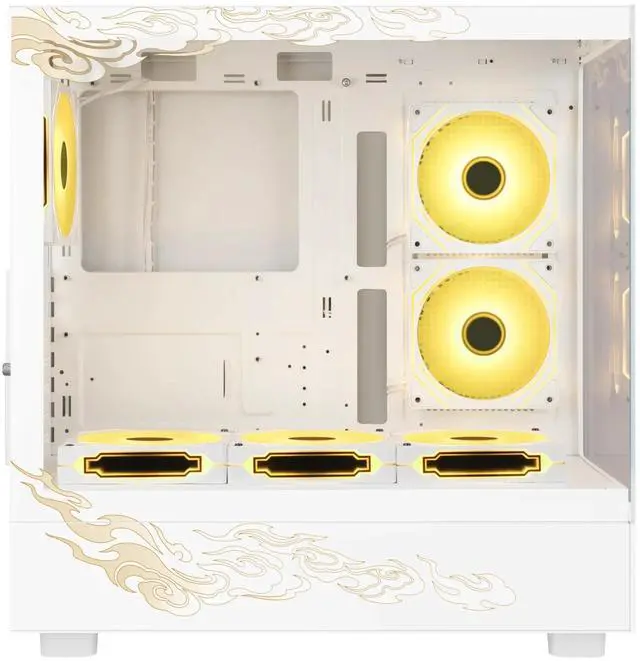 Alt view image 3 of 5 - SEGOTEP Endura Pro- Special Loong Edition- Full View Dual Tempered Glass - Detachable Panels - ATX Gaming Mid Tower Computer Case - 3 PWM Fans Included-Dragon Art Design - White