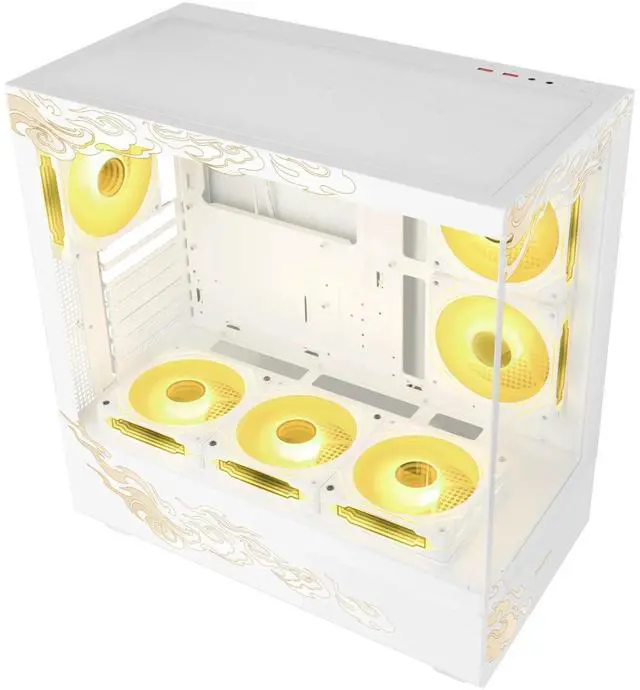 Alt view image 4 of 5 - SEGOTEP Endura Pro- Special Loong Edition- Full View Dual Tempered Glass - Detachable Panels - ATX Gaming Mid Tower Computer Case - 3 PWM Fans Included-Dragon Art Design - White