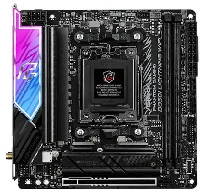 Alt view image 2 of 5 - ASRock AMD B850i Lightning WiFi 6E Socket AM5 Ryzen 9000/8000/7000 Series DDR5 8200+ (OC) MHz 128GB Mini ITX Motherboard M.2 SATA3 6.0 Gb/s PCIe 5.0 B850 BIOS Flashback
