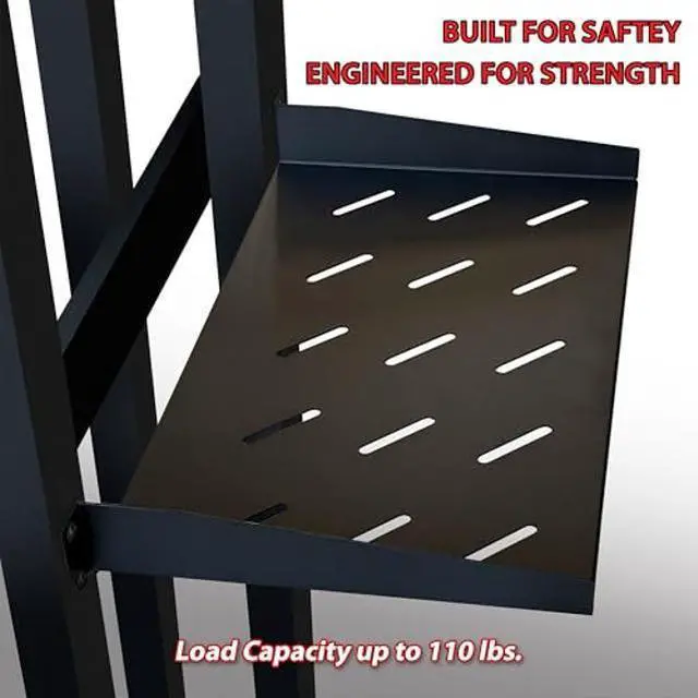 Alt view image 4 of 5 - 1U Universal Vented Server Rack Shelf - 10" Deep Cantilever Tray for 19" Format Server Racks, Network Cabinets 10" Deep Enclosure (Includes Mounting Hardware) - 2 Pack