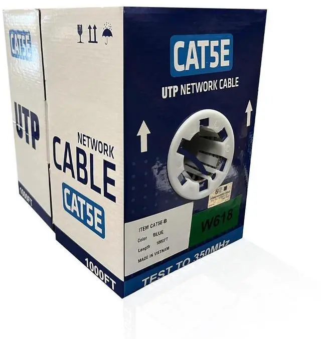 Main image of ENS Cat5e Ethernet Cable 1000ft, 24 AWG, CMR, Insulated Solid Bare Copper Wire, FastReel Pull Box, 350MHZ Gigabit Speed UTP Bulk Cable, UL Listed,CCTV Security Surveillance System NVR,DVR,Camera Blue