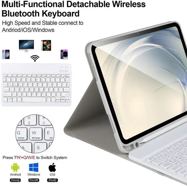 Alt view image 3 of 5 - AHYWTAN for iPad 11/10th Generation Case with Keyboard,Detachable Bluetooth Keyboard case for iPad A16 2025 11 inch/10th Gen 2022 10.9'' with Pencil Holder, Square Keycaps,Grey
