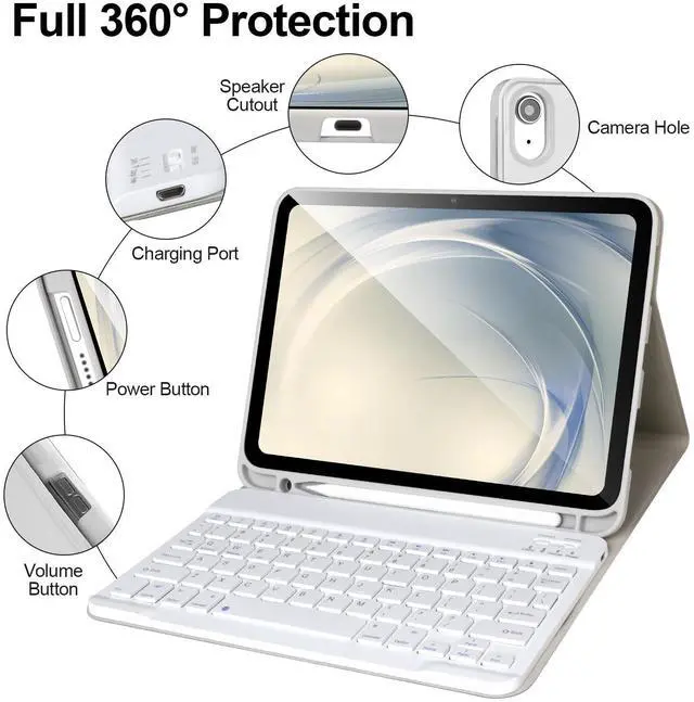 Alt view image 5 of 5 - AHYWTAN for iPad 11/10th Generation Case with Keyboard,Detachable Bluetooth Keyboard case for iPad A16 2025 11 inch/10th Gen 2022 10.9'' with Pencil Holder, Square Keycaps,Grey