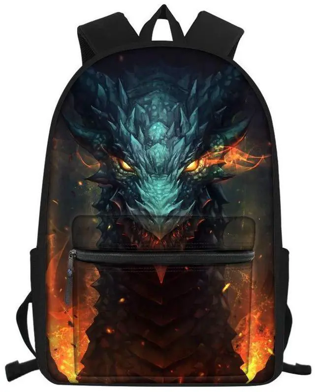 Main image of Amzbeauty Cool Dragon Dinosaur School Backpack Book Pack Travel Laptop Backpack Teens Boys Girls Kids Unisex 15.6 Inch