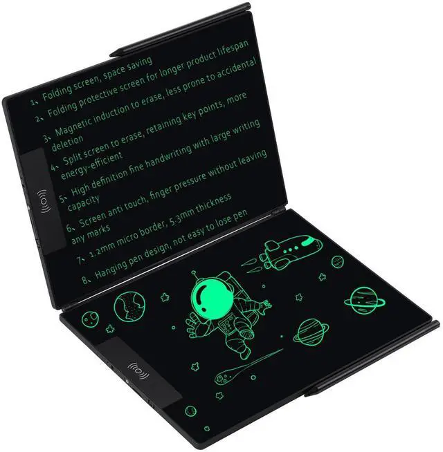 Main image of 14.3 Inch Foldable LCD Writing Tablet - Rechargeable Digital Notepad for Adults, Dual Screen Reusable Electronic Notebook for Notes, Paperless Ewriter with Pen for Work & Travel