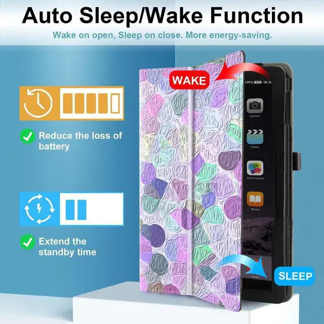 Alt view image 3 of 5 - ANNAPRO Case for  Kindle Fire HD 10 Tablet (13th/11th Generation, 2023/2021 Release) & Fire HD 10 Plus Tablet - Slim Folding Stand Folio Cover with Auto Wake/Sleep and Hand Strap, Watercolor