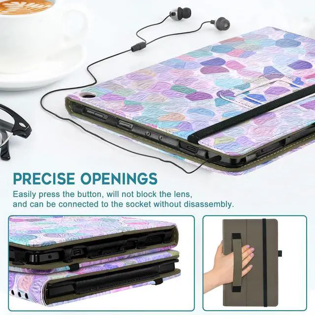 Alt view image 5 of 5 - ANNAPRO Case for  Kindle Fire HD 10 Tablet (13th/11th Generation, 2023/2021 Release) & Fire HD 10 Plus Tablet - Slim Folding Stand Folio Cover with Auto Wake/Sleep and Hand Strap, Watercolor