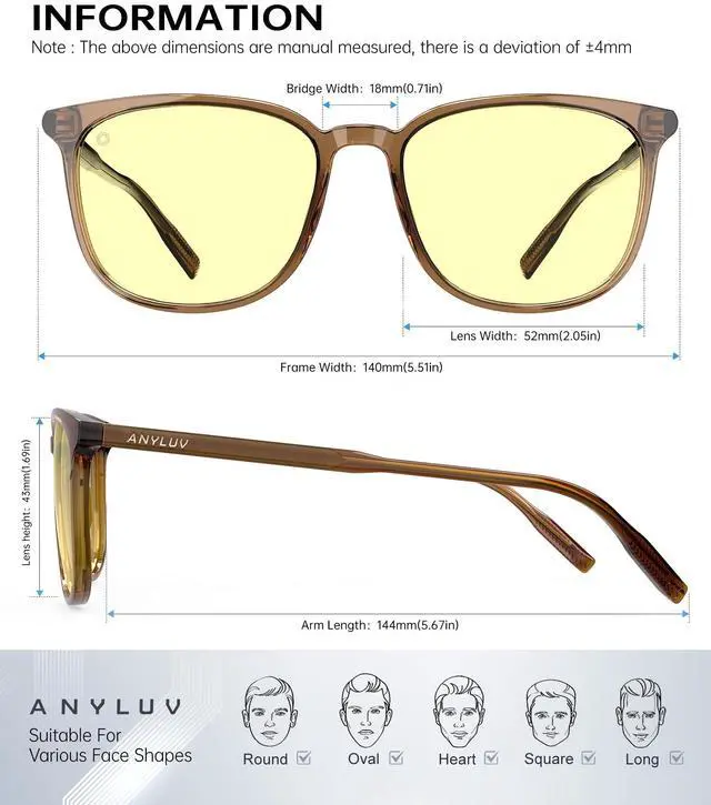 Alt view image 4 of 5 - ANYLUV Blue Light Glasses for Woman Men, Womens Blue Light Blocking Glasses Computer Glasses Anti Eyestrain & UV400