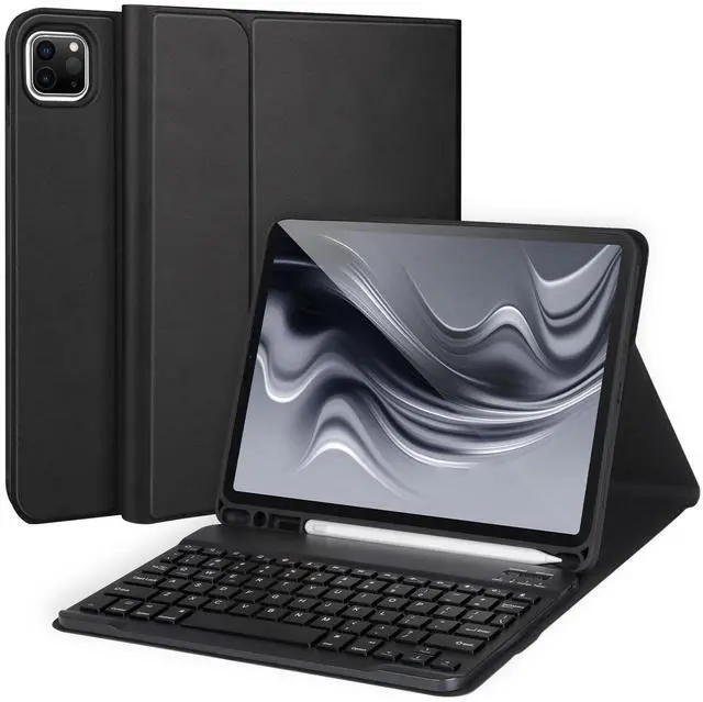 Main image of APHBZGE Keyboard Case for iPad Pro 11'' (4th/3rd/2nd/1st Gen), iPad Air 5th/4th Gen, Detachable Bluetooth Keyboard with Pencil Holder, Black