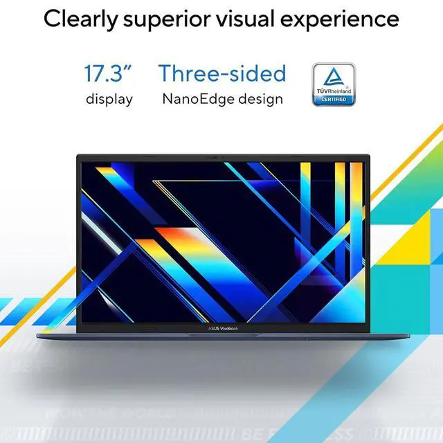 Alt view image 2 of 5 - ASUS Vivobook 17.3 FHD Daily Laptop, Intel Core i3-1215U, Intel UHD Graphics, 36GB RAM, 2TB SSD, HDMI, Webcam, Wi-Fi, Windows 11 Home, Blue, Bundle with Thunderobot ML101 Purple Wireless Mouse