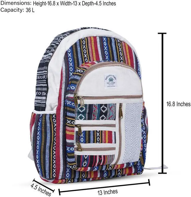 Alt view image 5 of 5 - AUNERCART Hemp Backpack Traveling Laptop Backpack 15.6 Inch Laptop Tab Business Backpacks Himalayan Backpack College Gift Casual Daypack Size 16.8 x 13 x 4.5 Inches