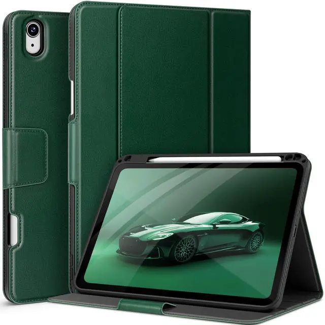 Main image of auaua Case for iPad Air 11 Inch M3/M2 (2025/2024), iPad Air 5th/4th Generation (2022/2020), with Pencil Holder and Pocket, Typing Angle Muti-Stand Magnetic Closure Auto Sleep/Wake (Green)