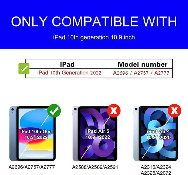 Alt view image 2 of 5 - Beszeith for iPad 10th Generation Case, iPad 10.9 Case with Mini Wallet, Shoulder Straps Handle, Cartoon Silicone Tablet Cover Kids Girls