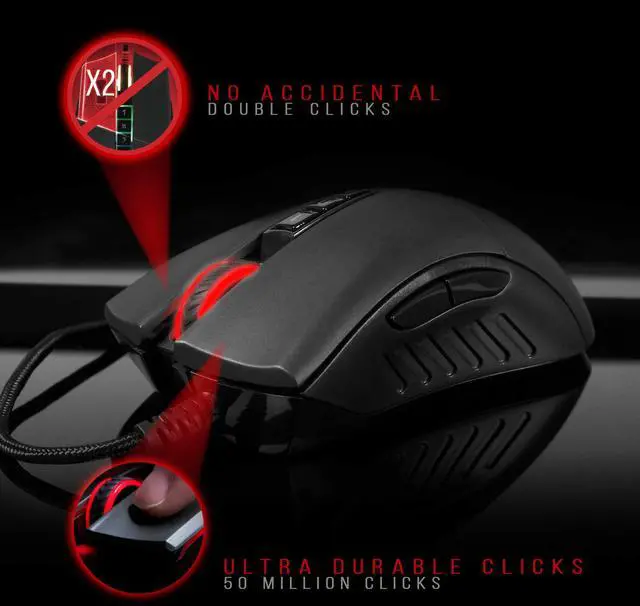 Alt view image 2 of 5 - Bloody SP30 Ergonomic Optical Switch Gaming Mouse - Fastest Mouse Switch in Gaming - Enthusiast Grade Sensor - 8 Programmable Buttons - Non-Slip Rubberized Black