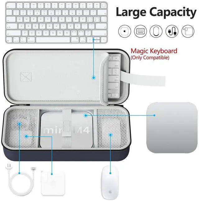 Alt view image 2 of 5 - Carry Case Compatible with Apple 2024 Mac Mini M4 /M4 Pro,M4 Pro Protective Carrying Case, Portable Hard Shell Travel Storage Bag (Blue)