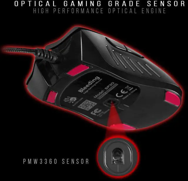 Alt view image 4 of 5 - Bloody SP30 Ergonomic Optical Switch Gaming Mouse - Fastest Mouse Switch in Gaming - Enthusiast Grade Sensor - 8 Programmable Buttons - Non-Slip Rubberized Black