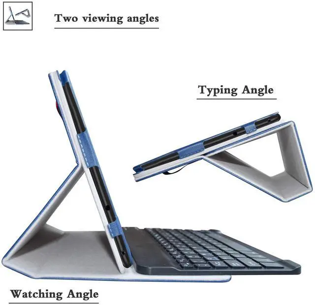 Alt view image 5 of 5 - Bige for LG G Pad 5 10.1 Keyboard Case,Slim Stand PU Leather Cover with Romovable Keyboard for 10.1" LG G Pad 5 10.1 T600 Tablet(2019),Blue