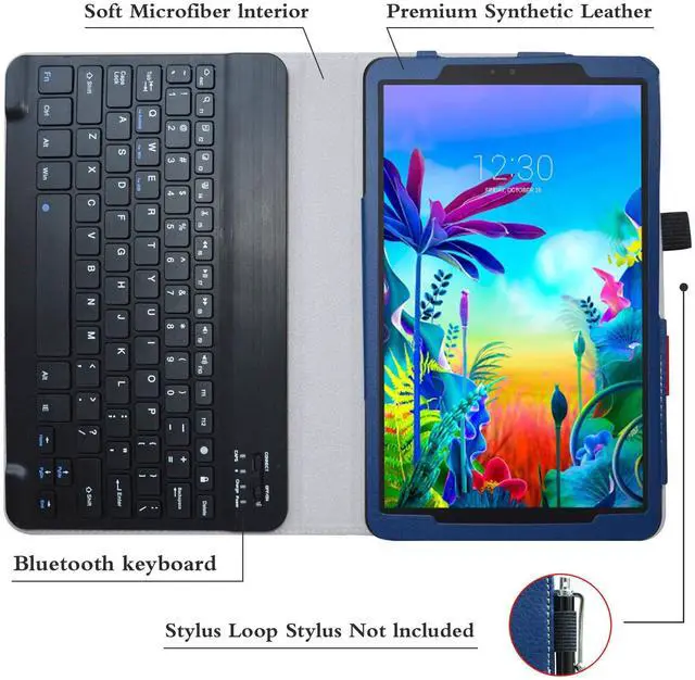 Alt view image 4 of 5 - Bige for LG G Pad 5 10.1 Keyboard Case,Slim Stand PU Leather Cover with Romovable Keyboard for 10.1" LG G Pad 5 10.1 T600 Tablet(2019),Blue