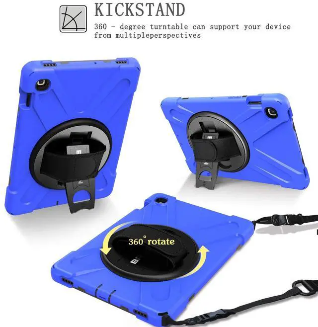 Alt view image 3 of 5 - BRAECN for Galaxy Tab S5e 10.5 Case,SM-T720/T725/T727 Case-Three Layer Heavy Duty Rugged Drop Protection Case with Hand Strap,Kickstand and Shoulder Strap for Samsung Galaxy Tab S5e 2019 Tablet (Blue)
