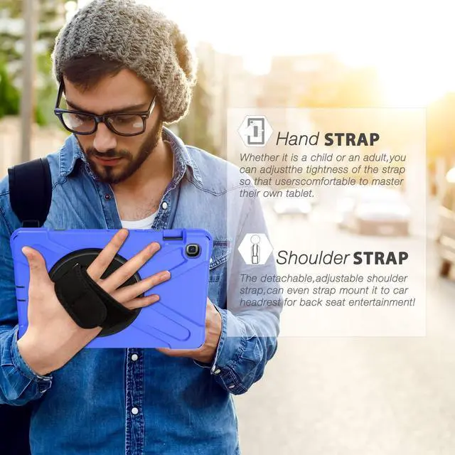 Alt view image 5 of 5 - BRAECN for Galaxy Tab S5e 10.5 Case,SM-T720/T725/T727 Case-Three Layer Heavy Duty Rugged Drop Protection Case with Hand Strap,Kickstand and Shoulder Strap for Samsung Galaxy Tab S5e 2019 Tablet (Blue)