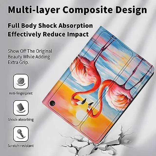 Alt view image 5 of 5 - Case for All-New  Kindle Fire HD 10 & 10 Plus 11th Generation 2021 Release 10.1 inch,Slim Folding Stand Cover with Auto Wake/Sleep,Sunset Flamingo