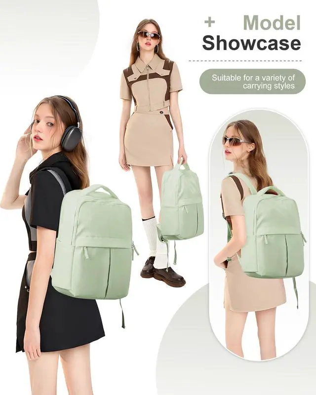Alt view image 4 of 5 - CADOLIM Large Travel Backpack For Women Laptop Backpack Carry On Backpack For Airplanes College Backpacks For Women Men Waterproof Gym Work Backpack For Travel Green