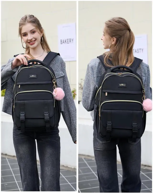 Alt view image 2 of 5 - Caoroky knight Women Laptop Backpack 15.6 Inch Office Business Work Backpacks Purse Anti Theft Travel Back Pack School College Bookbag Nurse Teacher Learning Daypack Computer Rucksack,Black