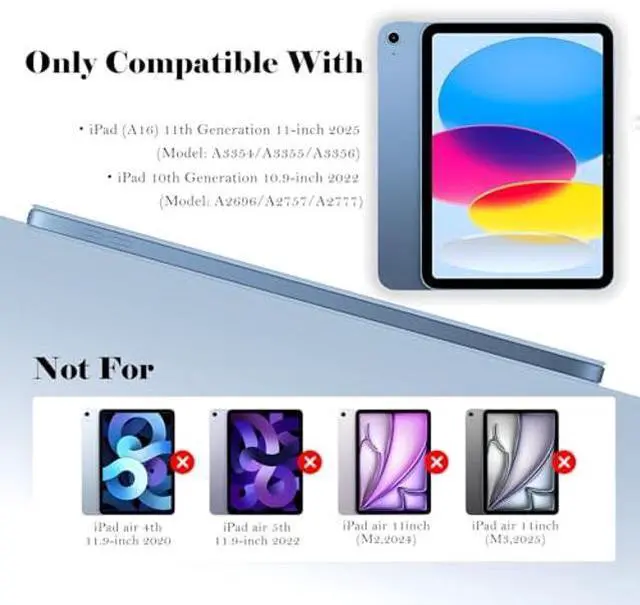 Alt view image 2 of 5 - CHEEOKUO Folio Keyboard Case for iPad (A16) 11th Generation 11 Inch (2025), iPad 10th Generation 10.9 Inch (2022), Wireless Detachable Keyboard, 7-Color Backlight, Pencil Holder (Light Pink)