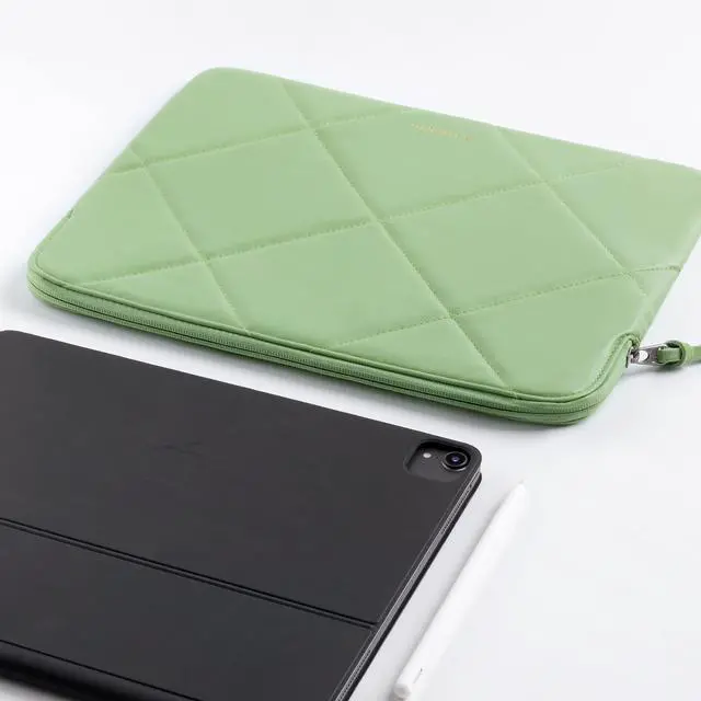 Alt view image 4 of 5 - Comfyable Cute Tablet Sleeve Compatible with iPad Air 13 inch M3 2025, iPad Pro 13" M4 2024, 12.9" M2 M1 2022 & Magic Keyboard with Pencil Holder - Quilted PU Leather Bag Carrying Case