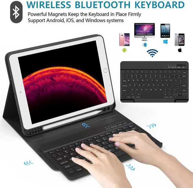 Alt view image 3 of 5 - Keyboard Case for iPad 9th/8th/7th Generation 10.2", for iPad 9th Generation Case with Magnetic Detachable Wireless Keyboard, Auto Sleep/Wake Function, for iPad Pro 10.5"/iPad Air 3rd Gen (Black)