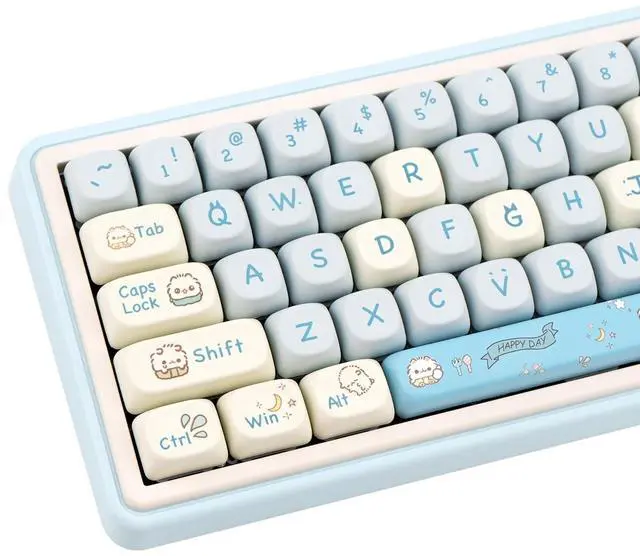 Main image of COOMICKEY MOA Keycaps, PBT Keycaps, 148 Keys Blue White Cute Custom Gaming Keycap Set Dye Sublimation for ANSI Layouts Cherry Gateron MX Switches Mechanical Keyboard(Blue Cat)